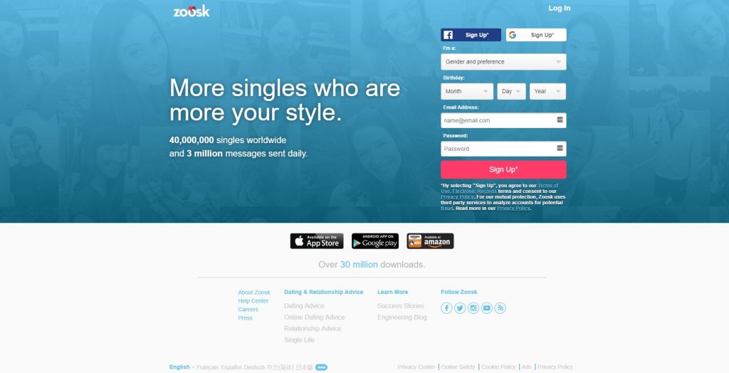 zoosk canada free resgistration